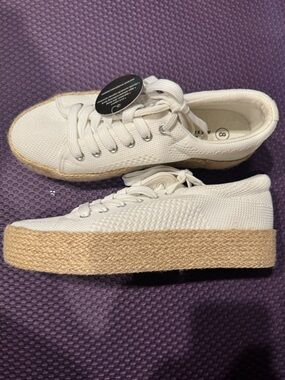 White Platform Espadrille Sneakers - Women's Casual Shoes